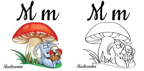 Alfabet letter M voor kinderen onderwijs met grappige cartoon ...