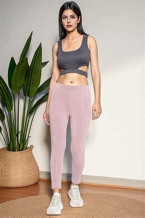 Pink Solid Mid-rise Ankle Length Yoga Tights – wforwoman