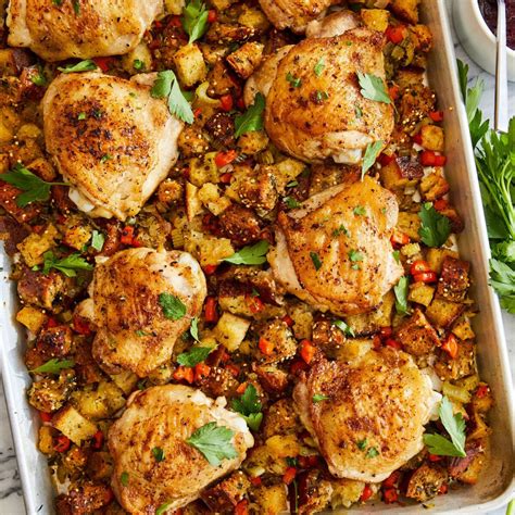 Sheet Pan Chicken and Stuffing - Halal Foods