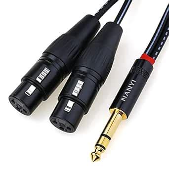 NANYI 1/4" to 2XLR Microphone Splitter Audio Cables TRS Stereo Male to ...