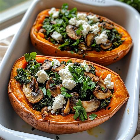 Stuffed Sweet Potatoes with Spinach, Mushroom, Feta, and Rosemary ...
