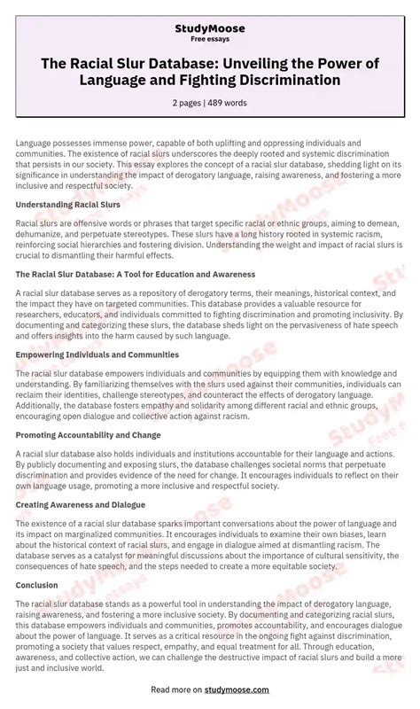 The Racial Slur Database: Unveiling the Power of Language and Fighting ...