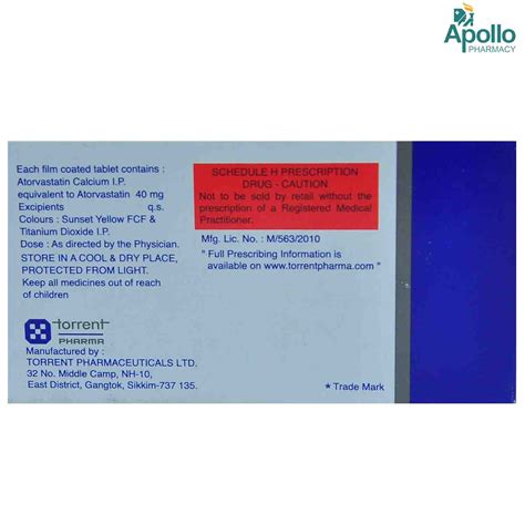 TGTOR 40MG TABLET Price, Uses, Side Effects, Composition - Apollo Pharmacy