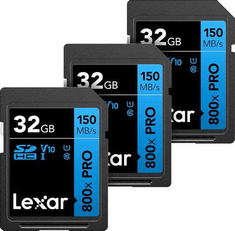 Lexar 32GB (3-Pack) High-Performance 800x PRO SD Card, UHS-I, C10, U1 ...