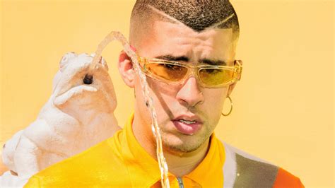 Bad Bunny Aesthetic In Yellow Background Wearing Yellow Dress And ...