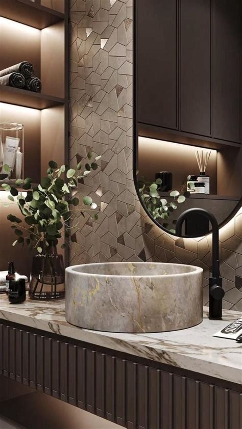 Sophisticated Bathroom with Geometric Tile Design