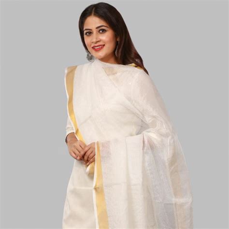 Off-White Kota Doriya Dupatta with Pom Poms – anokherang