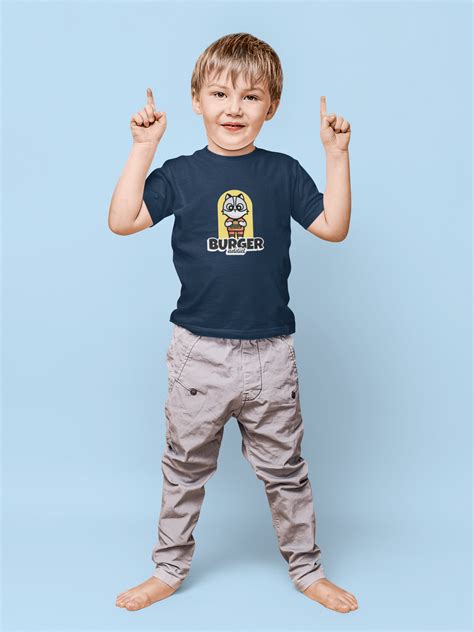 Burger addict Printed navy blue Kids T-shirts – S A A B O O