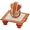 Aapno Rajasthan Marvel in Marble Gold Embossed Lord Ganesh with Chowki ...