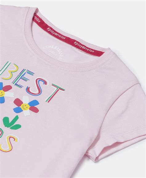 Buy Girl's Super Combed Cotton Graphic Printed T-Shirt - Cherry Blossom ...