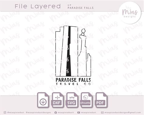 Paradise Falls UP SVG File up the Movie Dxf File for Vinyl Falls Svg ...