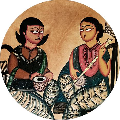 Large Kalighat Painting With Mount - Goddess Durga (25"x 17")