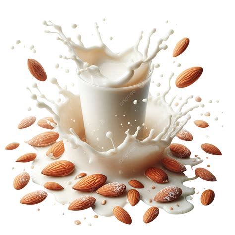 Creamy Almond Milk Splash With Scattered Whole Almonds, Creamy Almond ...