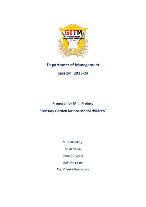 MINI Project- proposal - Department of Management Session: 2023 ...