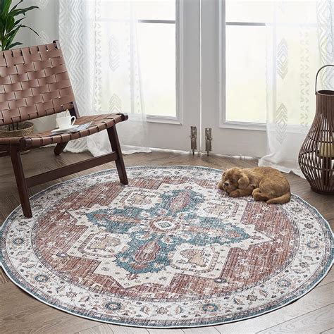 Amazon.com: jinchan Round Rug 4ft,Bohemian Tribal Area Rug Indoor ...