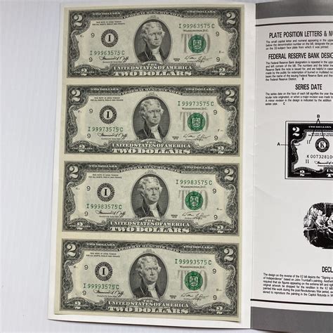 Vintage Collectors Edition 1976 Two Dollar Bills 4 Uncut/Uncirculated ...