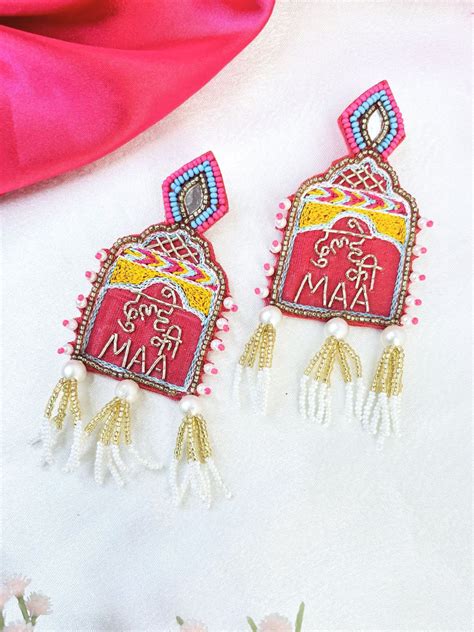 designer Handmade Beaded Earrings for Haldi-Mehndi Occasions - Dulhe ki Maa