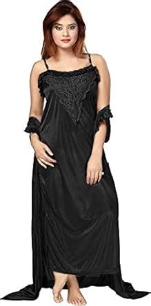 Buy UWNAQA Women's Nighty Set | Satin Nighty | Maxi with Robe | Solid ...