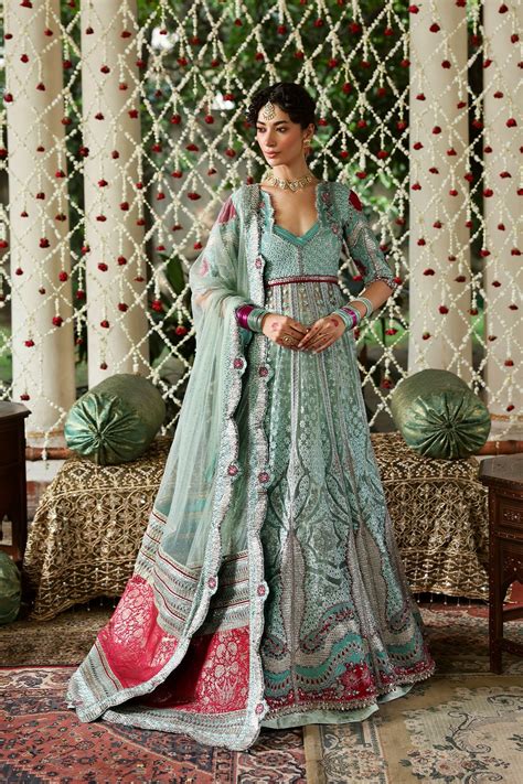 Sea Green Embroidered Net Pakistani Suit | Afrozeh Wedding Wear Zanzar ...