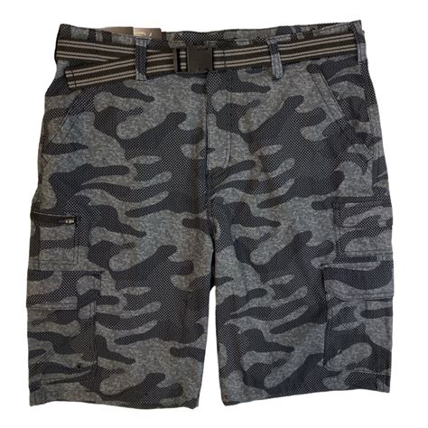 Iron Co Men's Belted Stretch Performance Hybrid Cargo Shorts (Camo, 32 ...