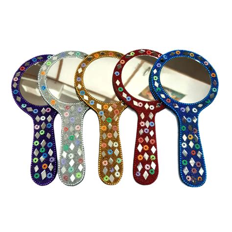Colorful Lac Hand Mirror Big - Pack of 5pc (Product Code 2550) at Rs 477.00