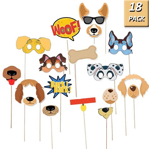 Festiko® Puppy Dog Party Costume Props, 18 Pack Dog Photo Booth Props ...