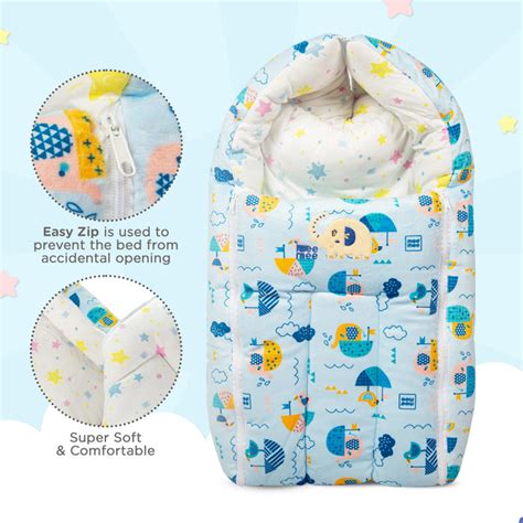 MEEMEE Cozy Carry Nest Sleeping Bag – Blue and Yellow Design for Baby'