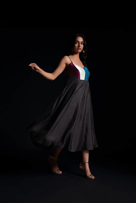 Buy Online Fit and Flare Panelled Dress | Chic Western Wear | Mugasa ...