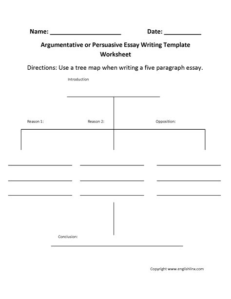 English Worksheet: Argumentative Essay Outline Template