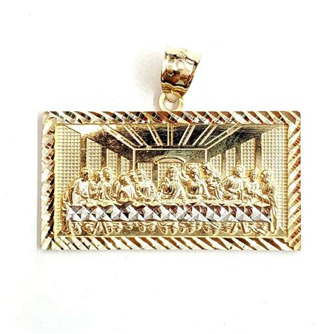 14k Two Tone Gold Last Supper Pendant Charm Diamond Cut Fine - Etsy