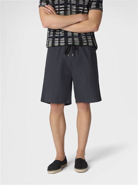 Cotton canvas Bermuda shorts with zigzag insert Beige& White | Missoni