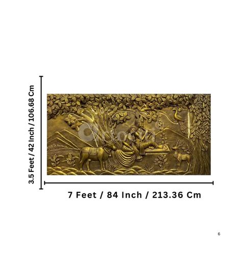 7X3.5 Feet Radha Krishna 3D Relief Wall Mural / LED Light Installed