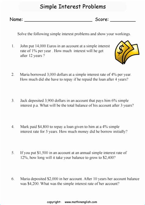 Simple Interest Problems Math 5th Grade 的图像结果