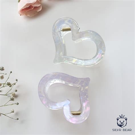 UNBREAKABLE HAIR CLAW CLIPS - MARBLE HEART CLUTCHERS - Purple & White ...