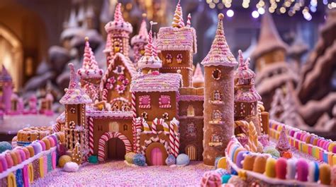 Festive gingerbread castle with colorful candy decorations | Premium AI ...