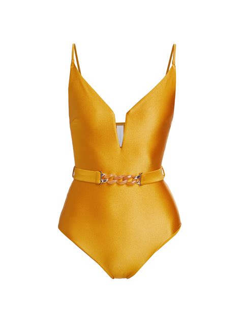 Seek to Shop: Carrie Coon's Gold Bathing Suit on The White Lotus Season 3