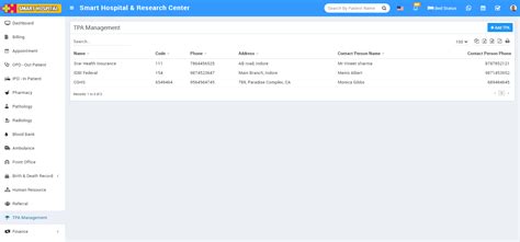 TPA Management - Smart Hospital : Hospital Management System by QDOCS