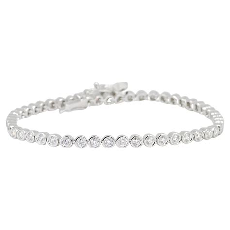 5.5 Carat Natural Diamond Bezel Set Tennis Bracelet in 14 Karat White ...