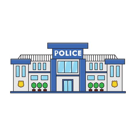 kids drawing Vector illustration Building of Police station flat ...