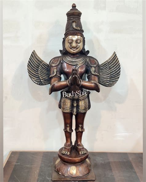 Buy Handcrafted Brass Garuda Statue - Copper Brown Antique Finish, 22 ...