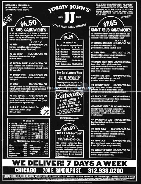 Printable Jimmy Johns Box Lunch Order Form - Printable Forms Free Online