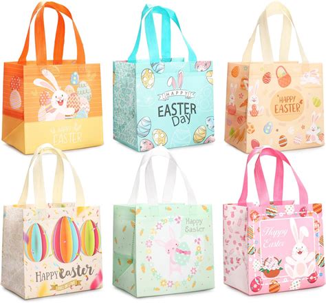 Amazon.com : Cosblank 6 Pcs Easter Bunny Basket Bags for Kids Canvas ...