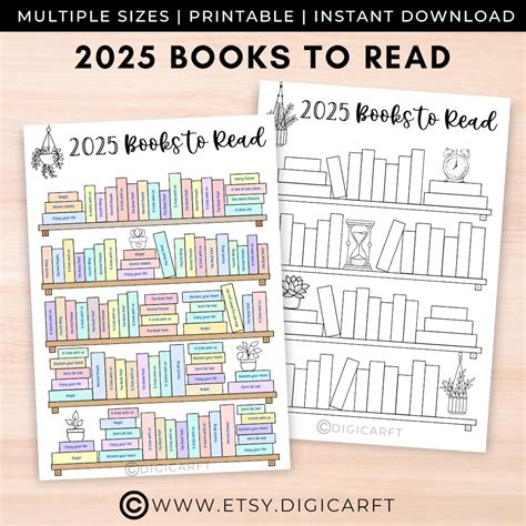 Buy 2025 Books to Read Journal List Printable,tbr Template A5 Bujo,50 ...
