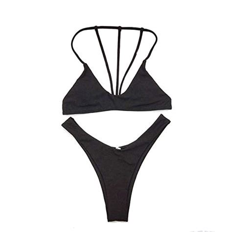 KLV Micro Bikini S of Woman Push Up Padded Bra Solid Mini Bikinis Women ...