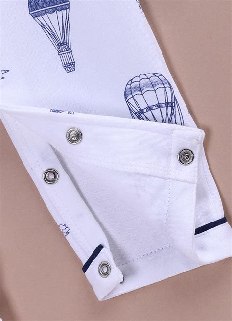 BioKool Cotton Parachute Print Collar Sleepsuit – White – LE PUR