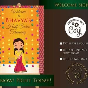 Buy Half Saree Signs in South Indian Decoration, Half Saree Welcome ...