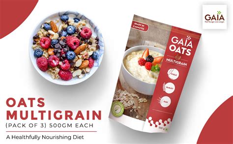 GAIA Oats Multigrain Wheat Ragi Barley High in Dietary Fiber 500 gm ...