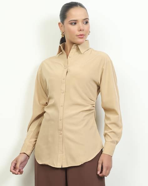 Buy Cream Shirts for Women by Shein Online | sheinindia.in
