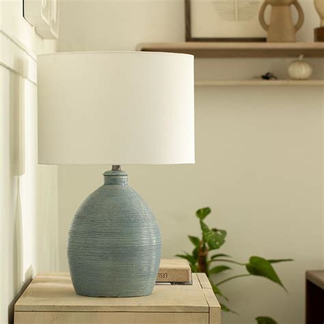 Buy Ellementry Vara Terracotta Ribbed Table Lamp for Bedroom | Table ...