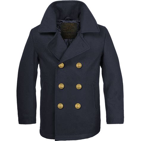 German Army Style Classic BW Marine Colani Pea Coat Mens Peacoat Navy ...